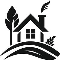 House silhouette with trees on background flat illustration, Minimal House on white background vector