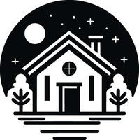 House silhouette with trees on background flat illustration, Minimal House on white background vector