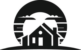 House silhouette with trees on background flat illustration, Minimal House on white background vector