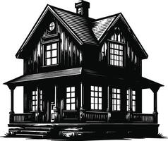 House silhouette with trees on background flat illustration, Minimal House on white background vector