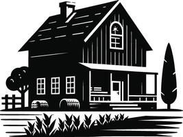 House silhouette with trees on background flat illustration, Minimal House on white background vector