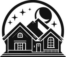 House silhouette with trees on background flat illustration, Minimal House on white background vector