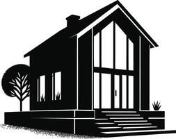 House silhouette with trees on background flat illustration, Minimal House on white background vector