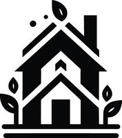 House silhouette with trees on background flat illustration, Minimal House on white background vector