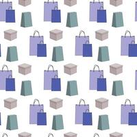 Seamless pattern of shopping bags and boxes on a white background. vector