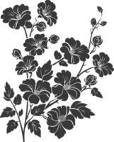silhouette floral art black color only vector