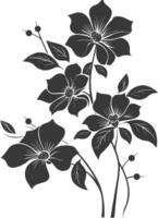 silhouette floral art black color only vector