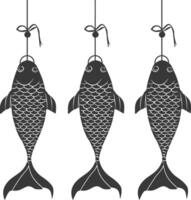 silhouette koinobori carp shaped windsocks traditionally flown in Japan vector