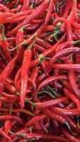 Red hot chilli peppers texture background, close up, A backdrop of Red hot chilli peppers, Street vegetable market, Group of Red hot chilli peppers photo