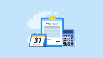 Concept of Payment. Payday loan like a calendar with money video