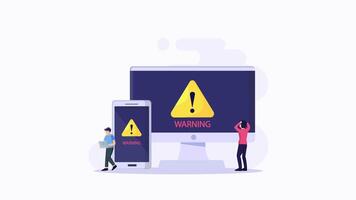 monitor e vírus Atenção em isto. Atenção notificação segurança e vírus proteção video
