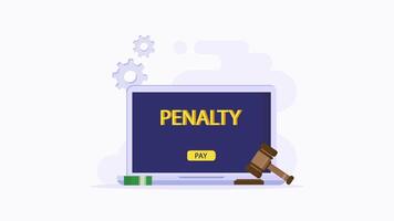 Penalty concept. Stressful businessman looking at a charge and expense punishment notice. 2d animation 4k clip video