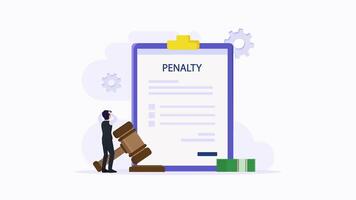 Penalty concept. Stressful businessman looking at a charge and expense punishment notice. 2d animation 4k clip video