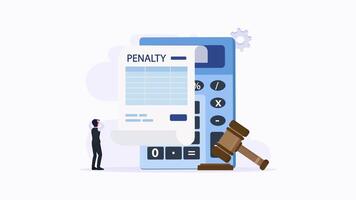 Penalty concept. Stressful businessman looking at a charge and expense punishment notice. 2d animation 4k clip video