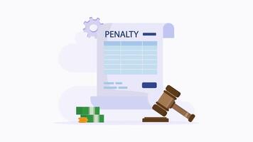 Penalty concept. Stressful businessman looking at a charge and expense punishment notice. 2d animation 4k clip video