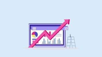 4k animation clip Data analysis. statistical for business finance investment concept on monitor graph dashboard video