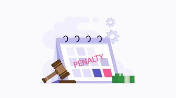 Penalty concept. Stressful businessman looking at a charge and expense punishment notice. 2d animation 4k clip video