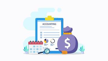 4k animation clip Accountant. Concept of the tax calculating and financial analysis video