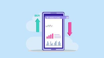 4k animation clip Index fund. business people analyzing a growth index fund graph video