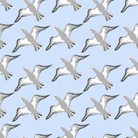 Seamless pattern with hand drawn flying seagulls. Seabirds. Concept of sea and ocean life vector