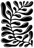Abstract botany print in naive art style.Trendy retro poster with leaves. Seventies, groovy background vector