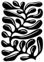 Abstract botany print in naive art style.Trendy retro poster with leaves. Seventies, groovy background vector