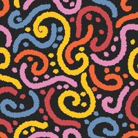 Seamless pattern with textured wavy and curly lines and dots. Abstract background with chalk drawing. Great for textile, fabric, wallpaper, wrapping, scrapbook and packaging vector