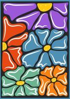 Abstract blossom print in naive art style vector