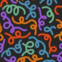 Seamless pattern with textured wavy and curly lines. Abstract background with chalk drawing. Great for textile, fabric, wallpaper, wrapping, scrapbook and packaging vector