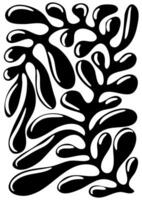 Abstract botany print in naive art style.Trendy retro poster with leaves. Seventies, groovy background vector