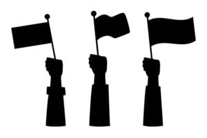 Different hands with flag silhouette style vector