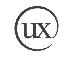 UX logo from two letter with circle shape email sign style. U and X round logotype of business company vector