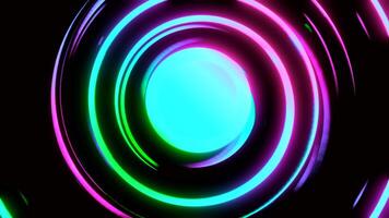 Colorful 3d loading circle. Design. Stylish animation with circle of colorful lines. Colorful glowing lines rotate rapidly around circle video