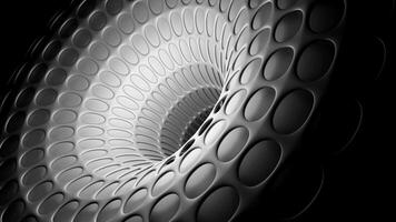 Grey tunnel. Design. A light whirlpool in abstraction that turns out from the inside in a bright light and moves with a continuous movement. video