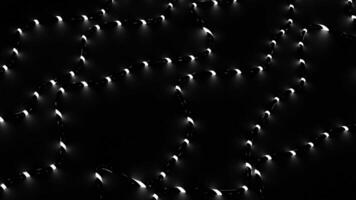 Futuristic technological pattern with neon dots moving along snake like bended trajectory. Design. Particles moving in the dark. video