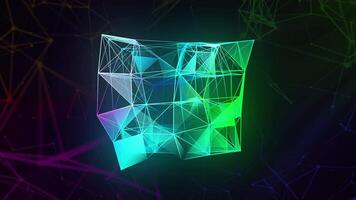 3D lines move in cubic design. Motion. Colorful lines and triangles in cubic design. Geometric design with lines and triangular connections video