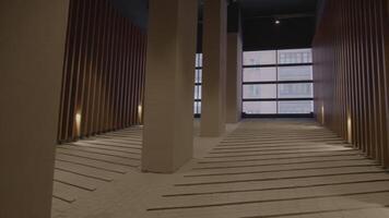 A bright corridor.Stock footage.Large columns and windows in the office building. video