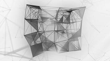 Beautiful abstract white and black polygonal surface moving In 3d animation. Motion. Dark triangles creating monochrome cube. video