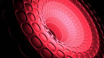 Red bright abstraction. Design. Bright background on which the red arc moves inward in 3d. video