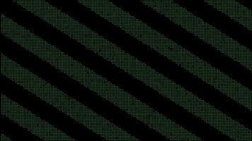Abstract spinning black and green narrow parallel lines isolated on a black background, seamless loop. Design. Retro digital screen. video