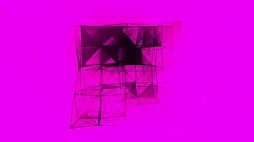 Moving lines in square 3d design. Motion. Linear construction with moving triangles on isolated background. 3D animation of moving square structure of lines and triangles video