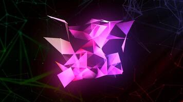 Transforming polygonal complex shape in digital space. Motion. Artificial Intelligence AI exploring science. video