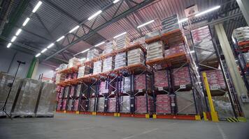 UK, LONDON - December, 2021. Huge boxes.Creative. Storage of orders in which there are huge boxes very evenly and by numbers on special racks. video