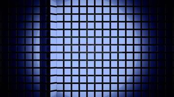 Abstract blue wall of same size squares with a vertical moving wave. Design. Cubic shaped background with a round light spot. video