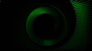 Dark twisting spiral. Design. 3D spiral with light highlights and shadows on black background. Moving spiral with highlights and strokes video