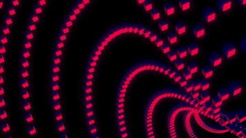 Moving stream of lines from squares. Design. Curved lines of squares move in space. 3D cubes move in curved ceiling of lines on black background video