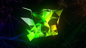 3D cube of geometric lines. Motion. Holographic cube of chaotic geometric lines. Lines and triangles are connected into cube video