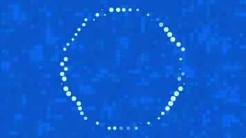 Blue background.Motion.Bright white circles in animation that create patterns and oscillate. video