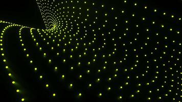 Abstract glowing fiber lines of same size tiny dots. Design. Bended rows of small particles moving orderly on a black background. video