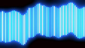 Abstract neon blue music equalizer of vertical narrow stripes isolated on a black background. Design. Music player application interface. video